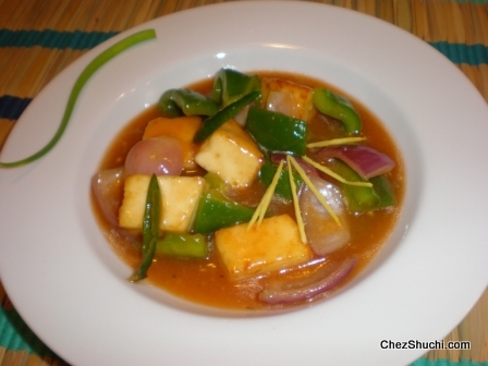 Chili Paneer in Ginger Sauce