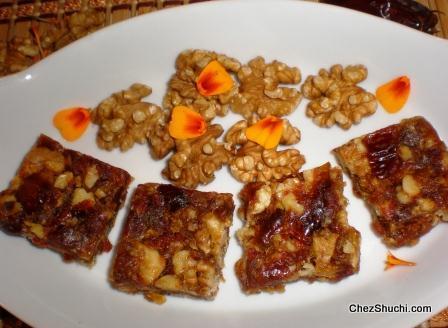 Dates and walnut burfi