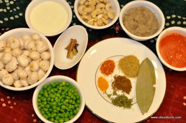 ingredients for kaju curry