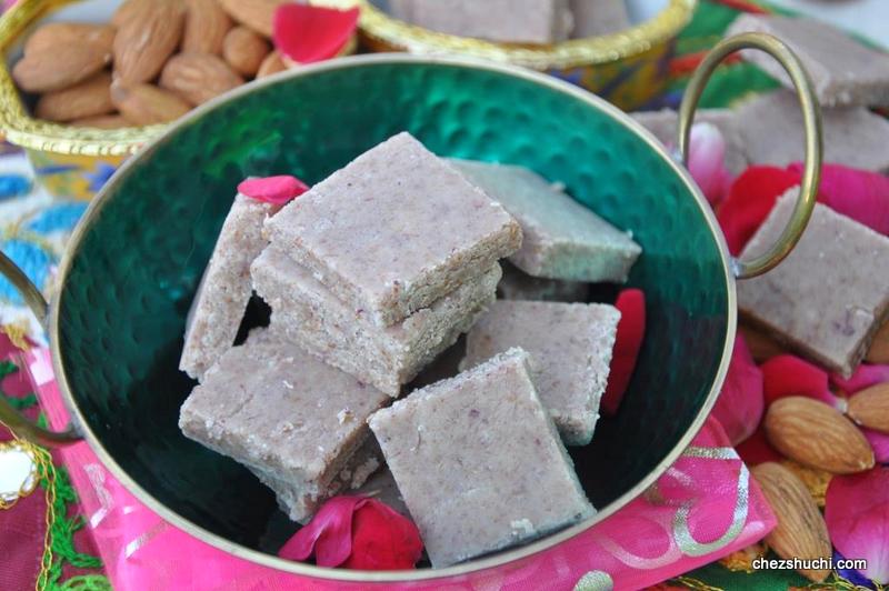 rose almond burfi