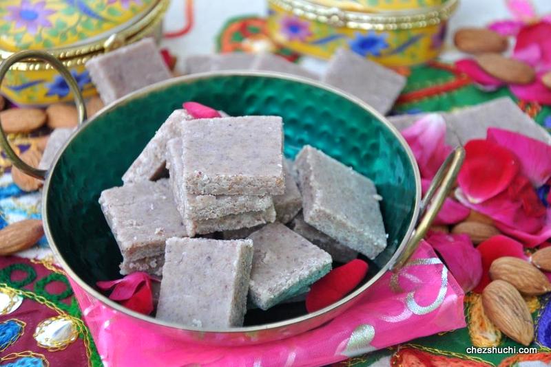 almond and gulab barfi