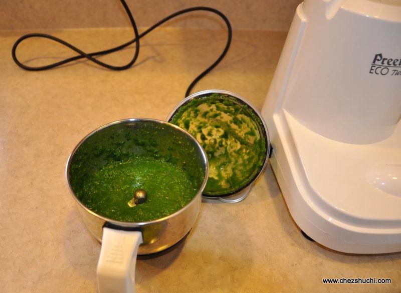 Coriander grinding in Preethi mixie