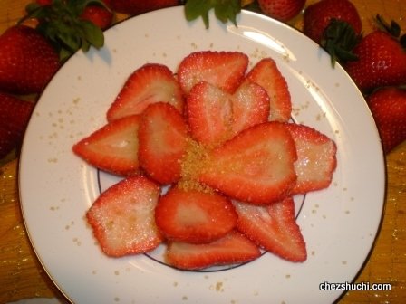 crystals on strawberries