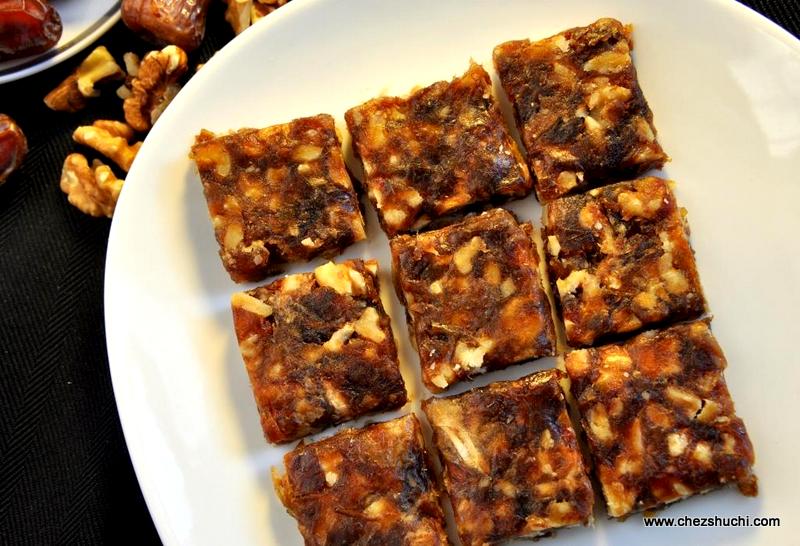 Dates and walnut burfi