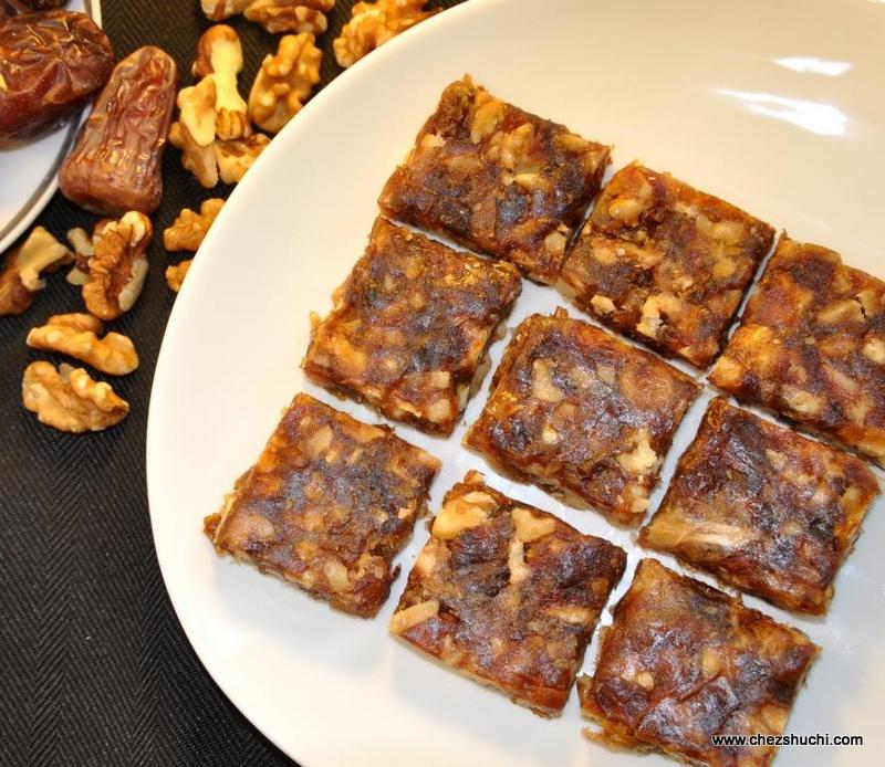 Dates and walnut burfi