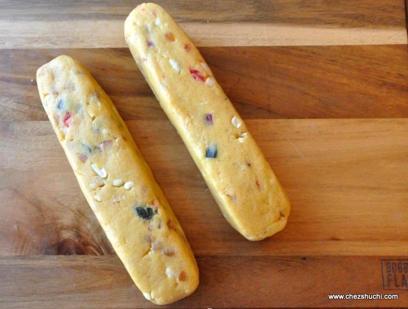  log of dough for tutti frutti cookies 