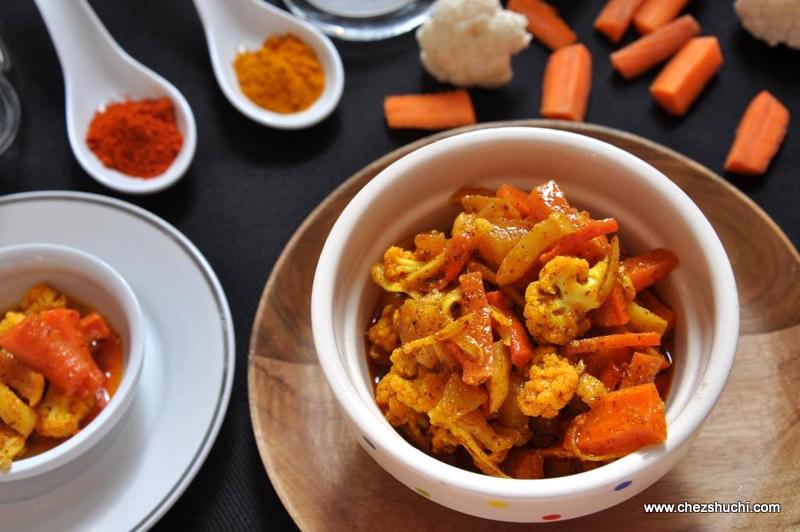 Carrot cauliflower and turnip's pickle