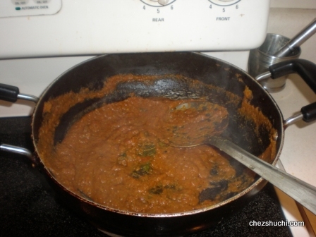 after addind tomato puree in the masala