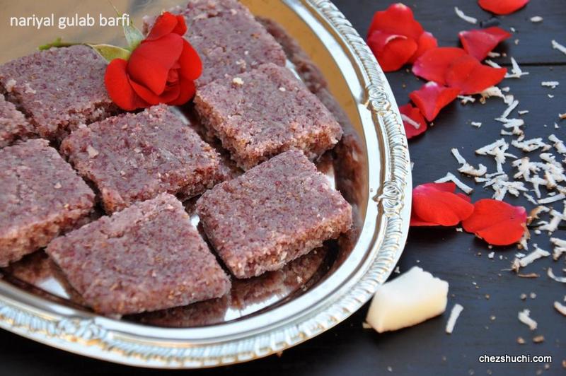 coconut rose burfi