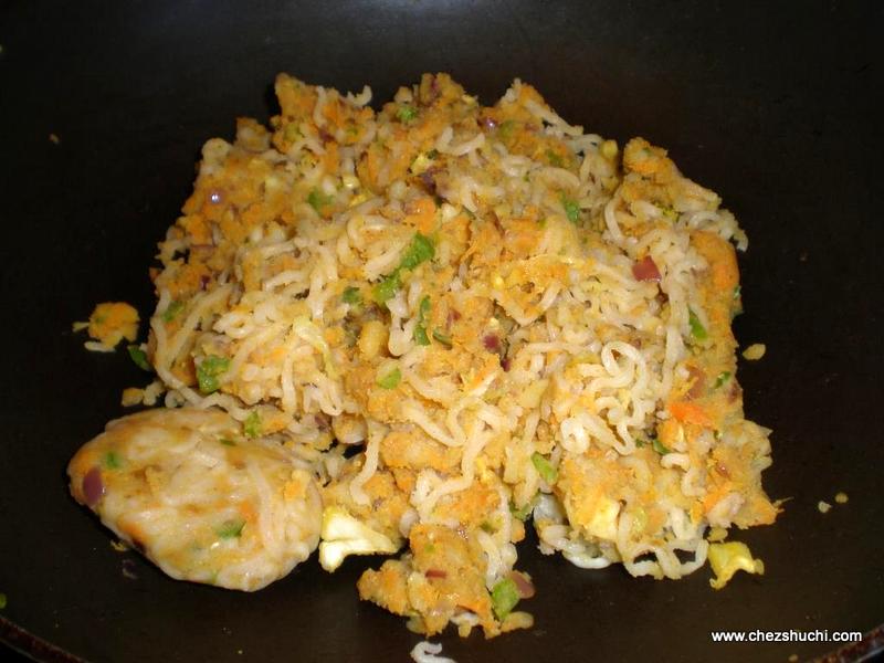cutlets mixture with noodles