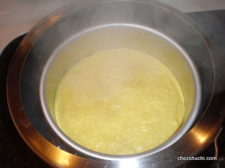 view of dhokla batter in the steam cooker