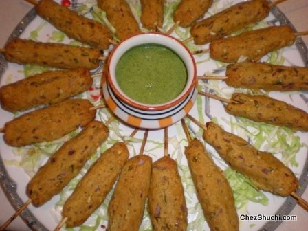 seek kebab with green chutney