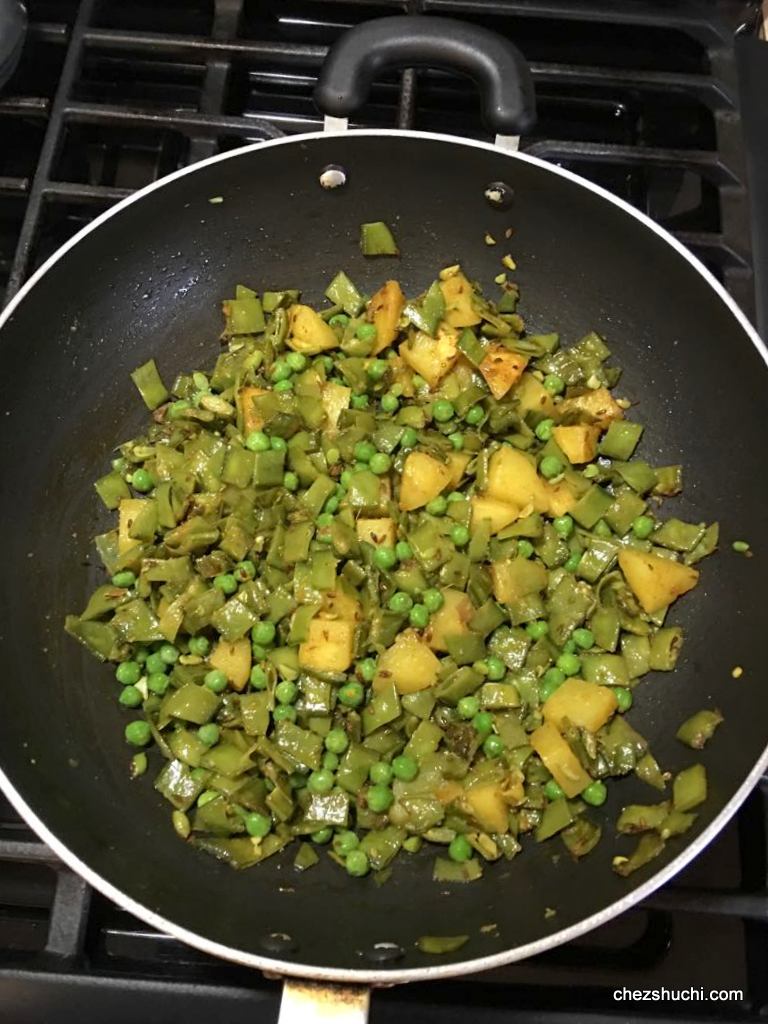 Sem aloo after adding green peas