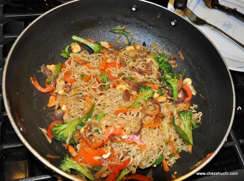 veggies frying for chow mein