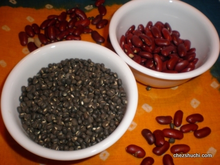 whole urad and red beans